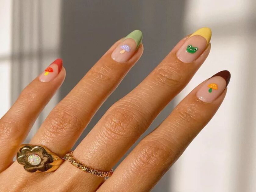 Muted Whimsical Mushroom nail ideas