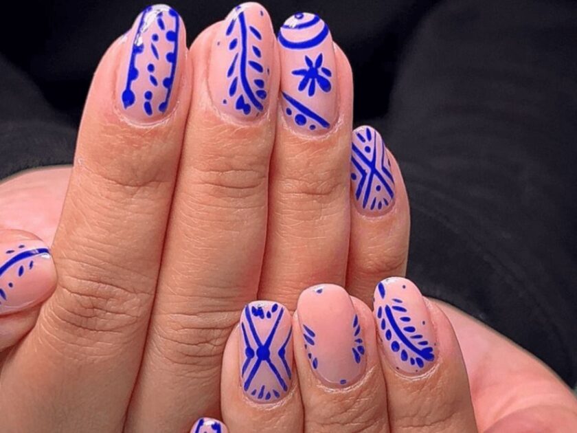 Negative Space Geometric Outline Cinco De Mayo Nails