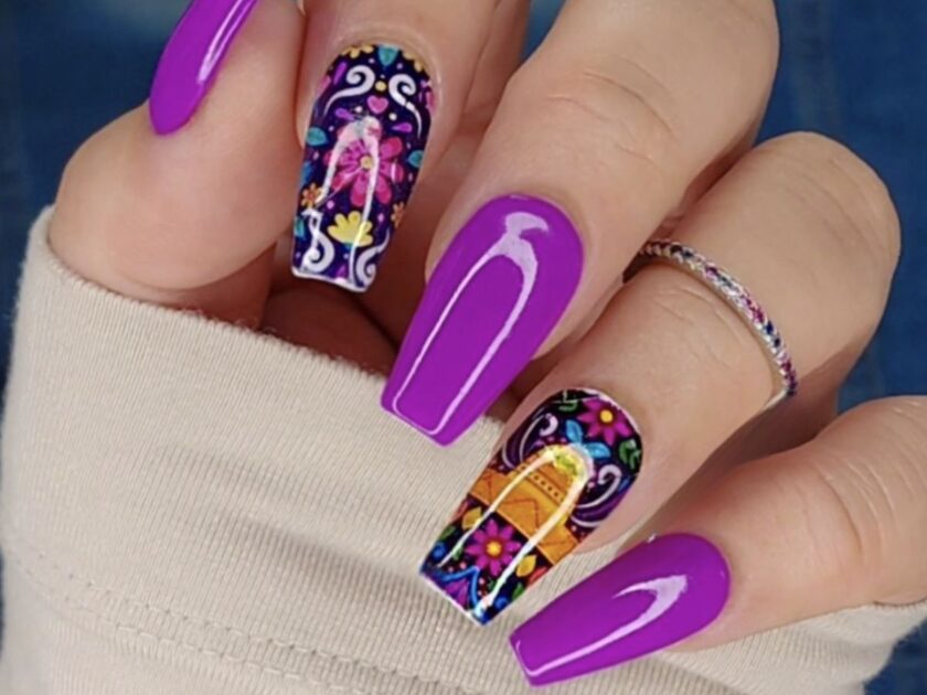 Purple Cinco De Mayo Nails Art