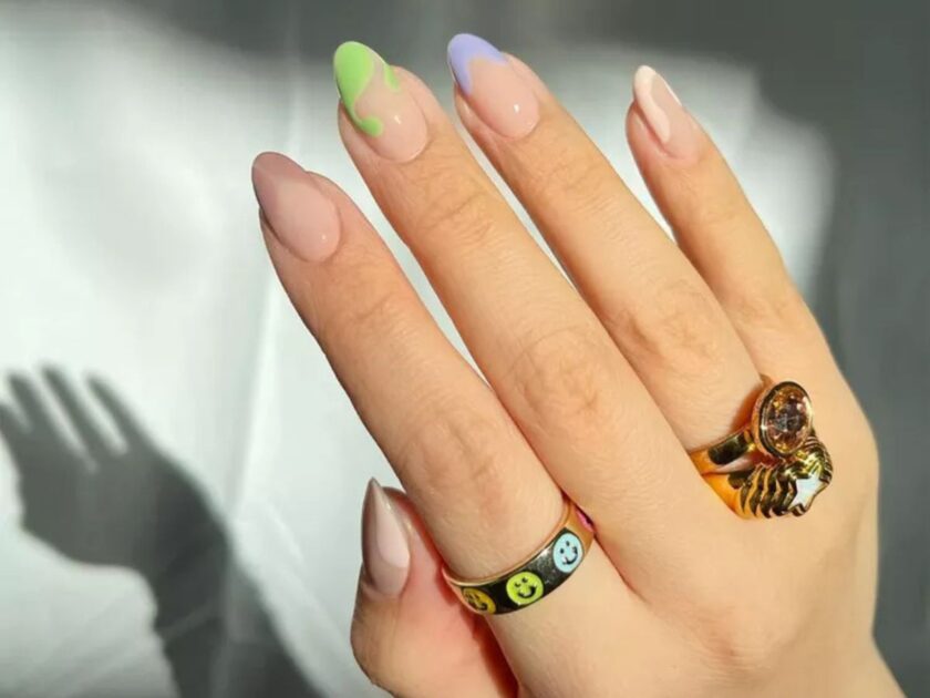 Abstract Pastel Tips Nail Idea