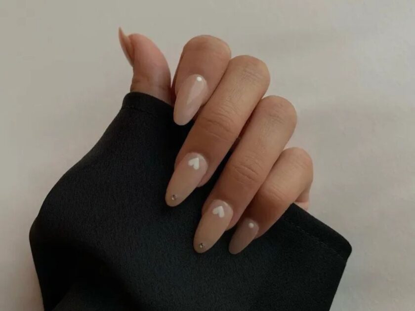 Almond Nails With Hearts