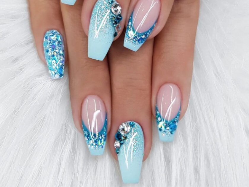 Blue Glitter Nail Designs