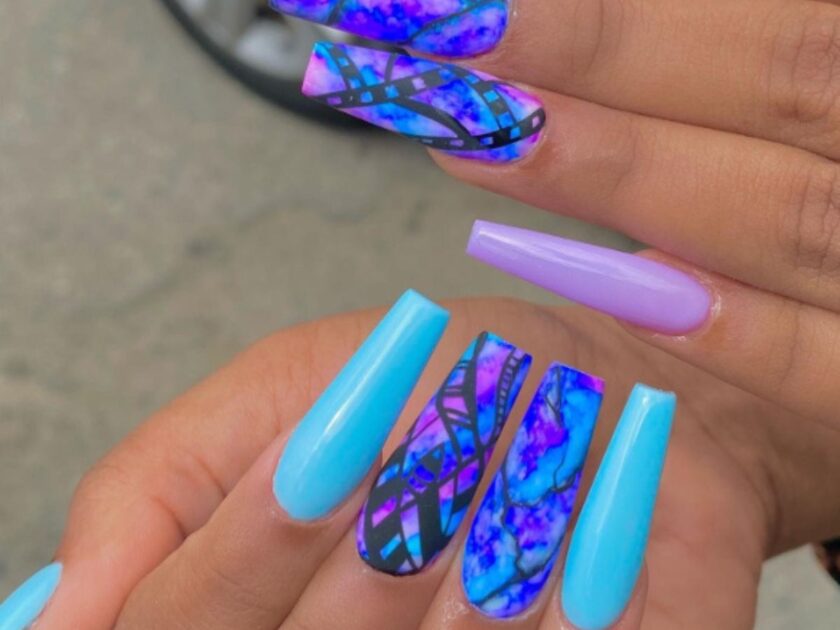 Blue Purple Ballerina Nails