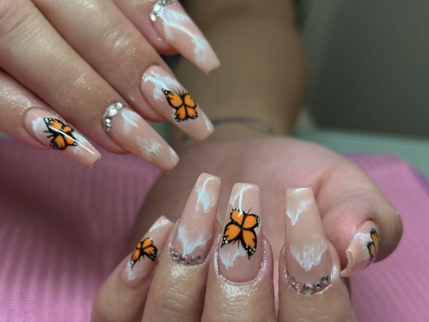 Butterfly Cloud Nude Nails
