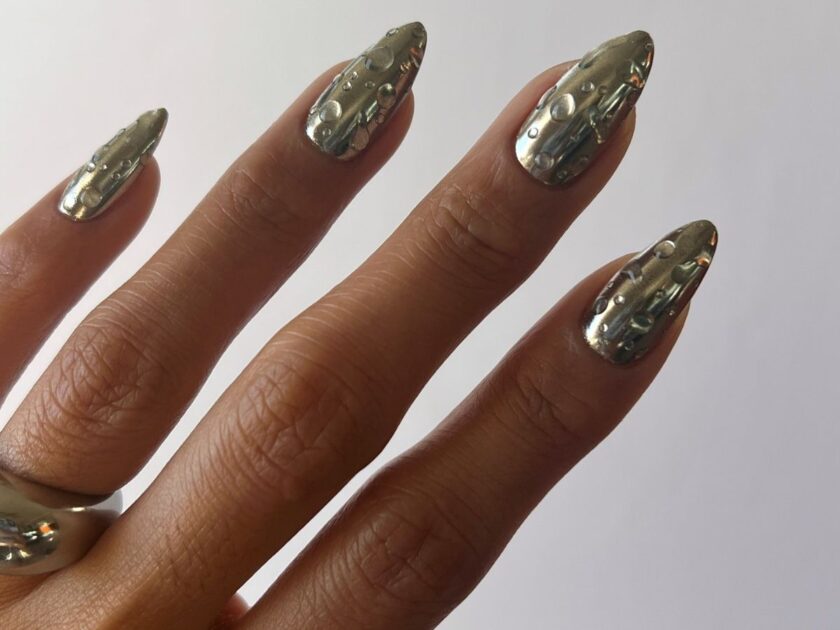 Chrome Water Droplet Nails