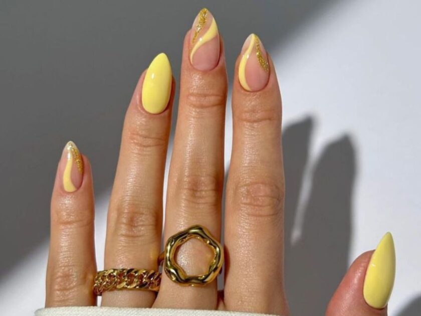 Elegant pastel yellow nails art