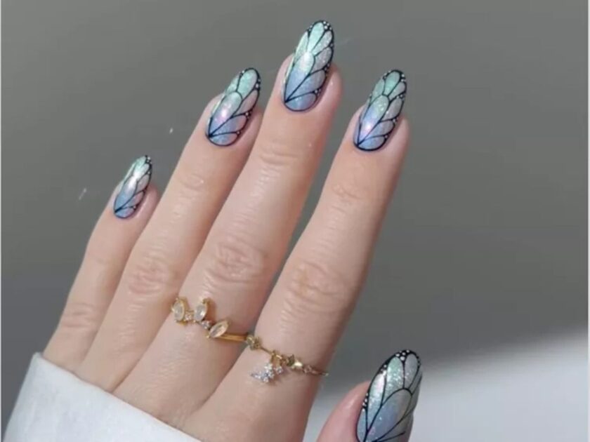 Fairytale Chrome Butterfly Nails
