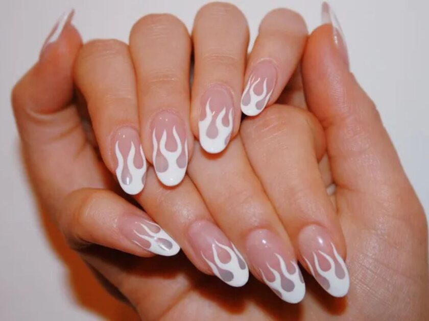 Flaming Almond Nails