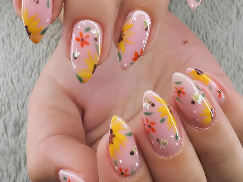 Floral Mix Nails Design