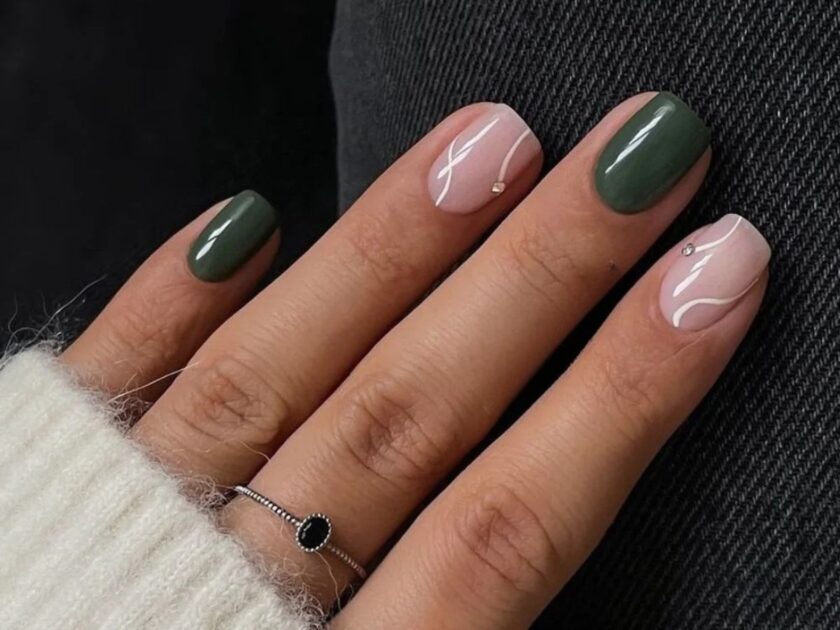 Forest Green Nails Art