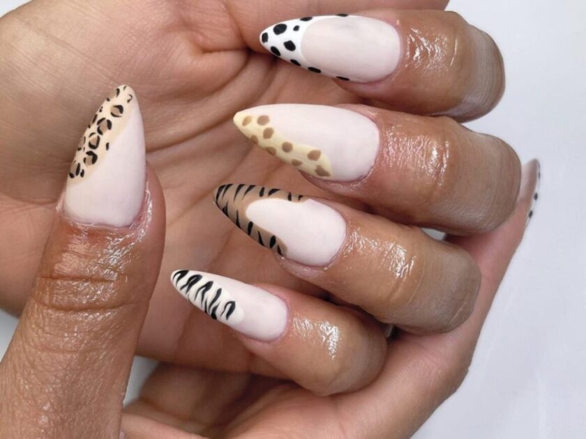 Gel Extension Nails With Animal Prints