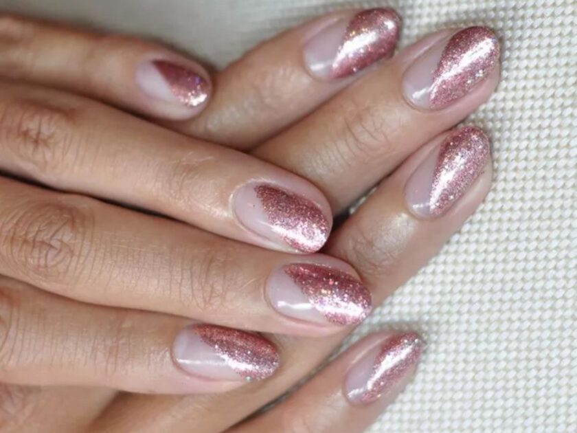 Glitter Diagonals Nail Art