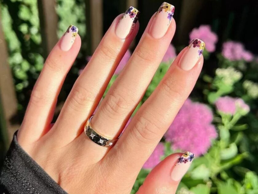 Holographic Florals Nails