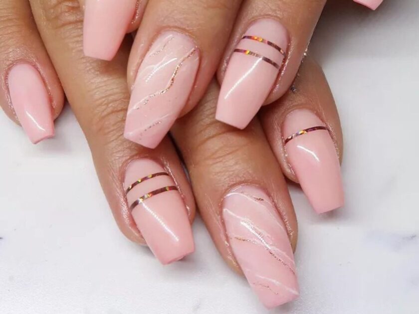 Holographic Rose Gold Nail Design