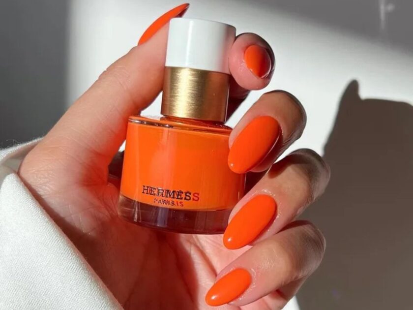 Orange Almond Nails Designs