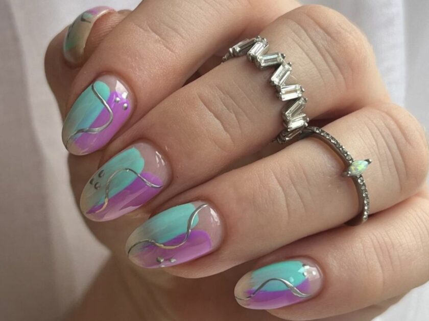 Pastel Chrome Nail Design