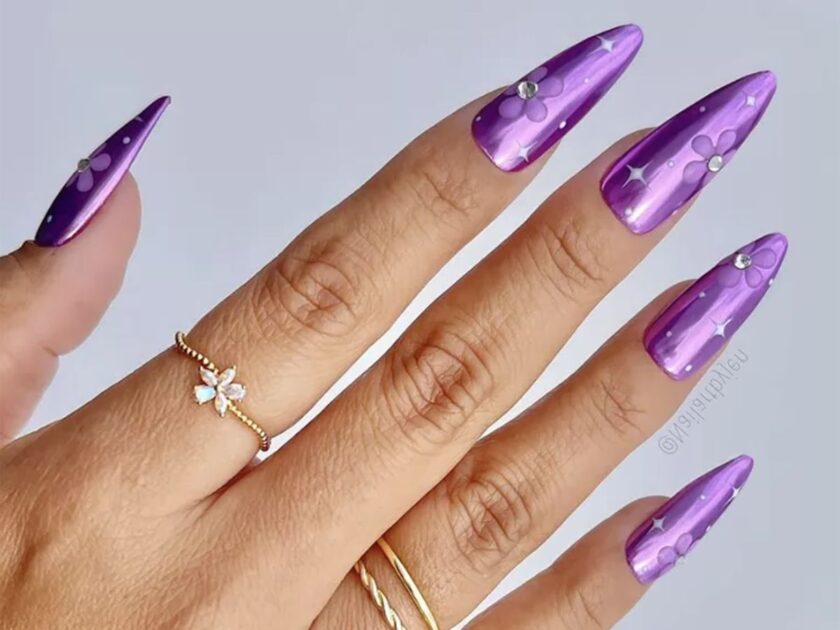 Purple Metallic Chrome Nail