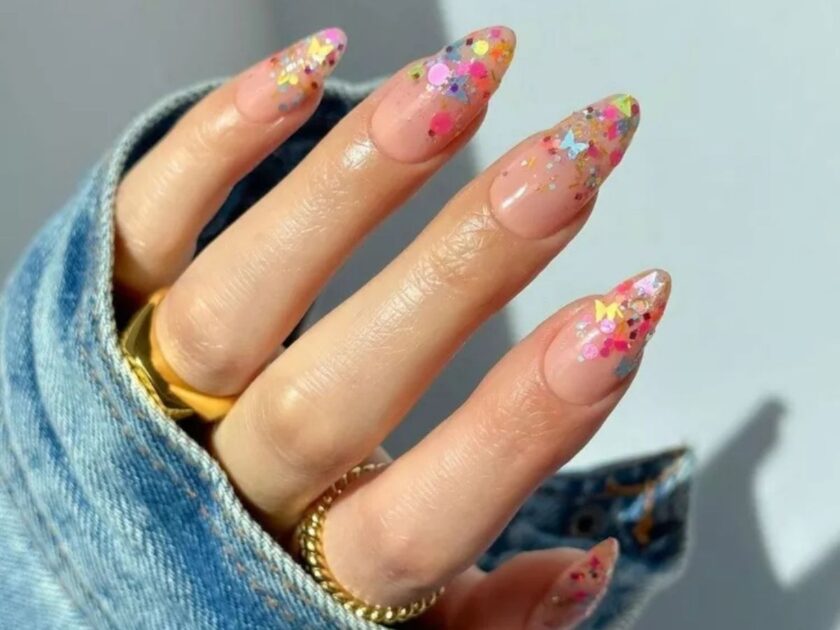 Rainbow Butterfly Nails