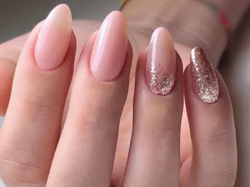 Rose Gold Accent Nails Nail Art