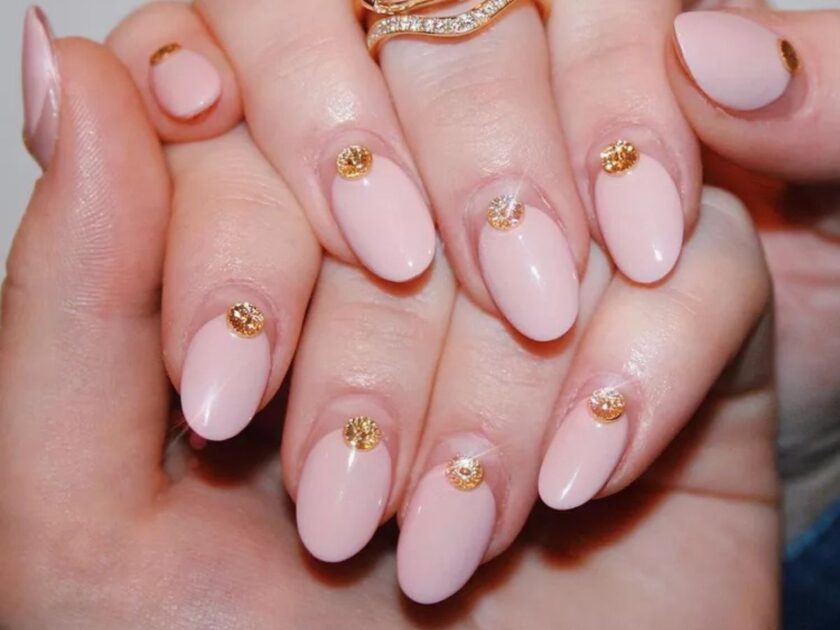 Rose Gold Dots Nail Inspo