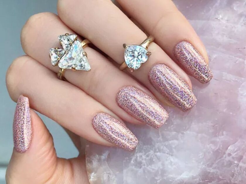 Rose Gold Glitter Nail Inspo