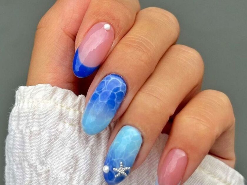 Silver Starfish Ocean Nail