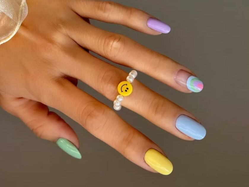 Skittles Different Color Pastel Nails