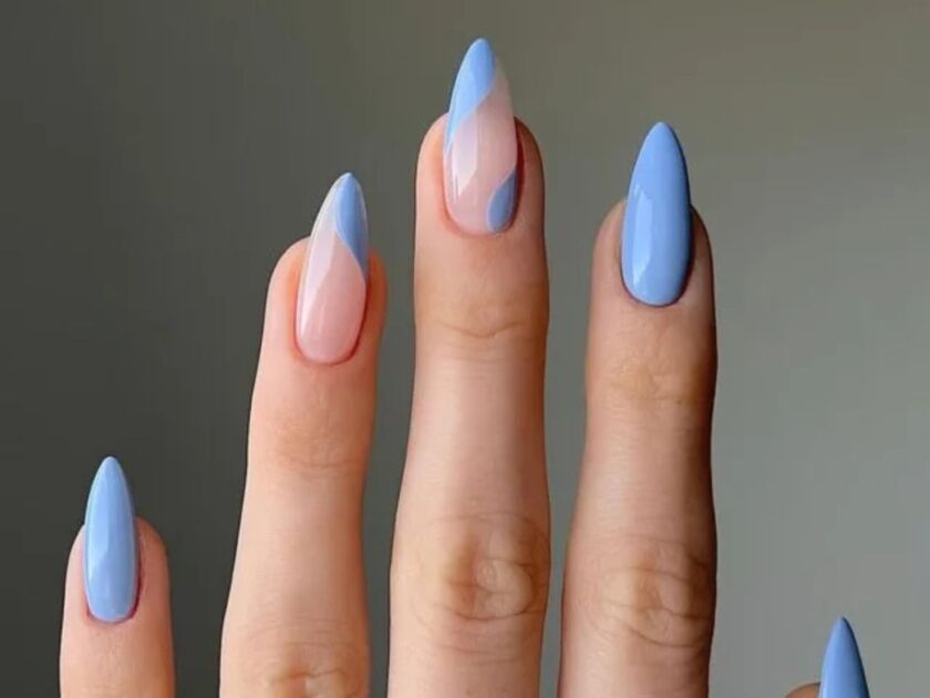 Sky Blue Negative Space Nail Art