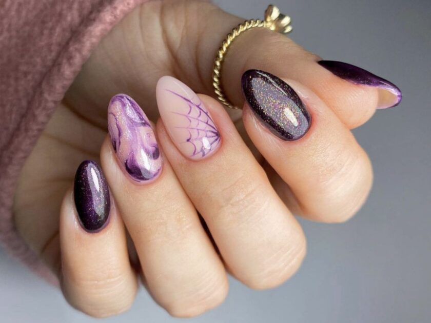 Spooky Purple Nail Art
