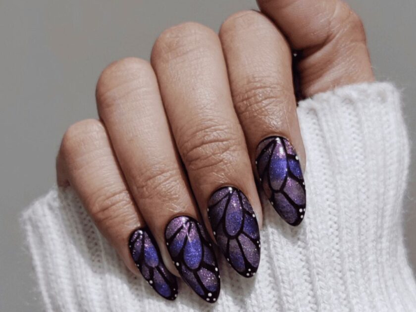 Starry Butterfly Wings Nail Inspo