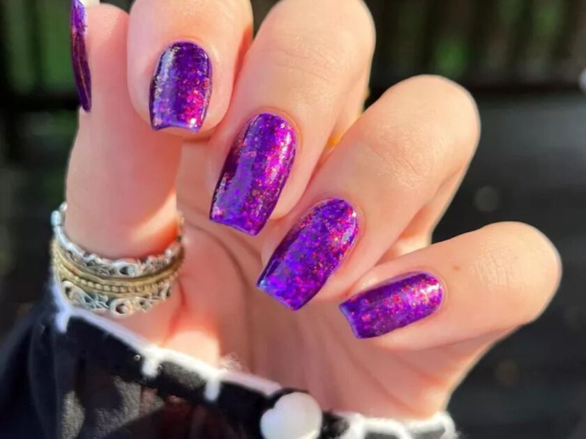 Violet Glitter Nails