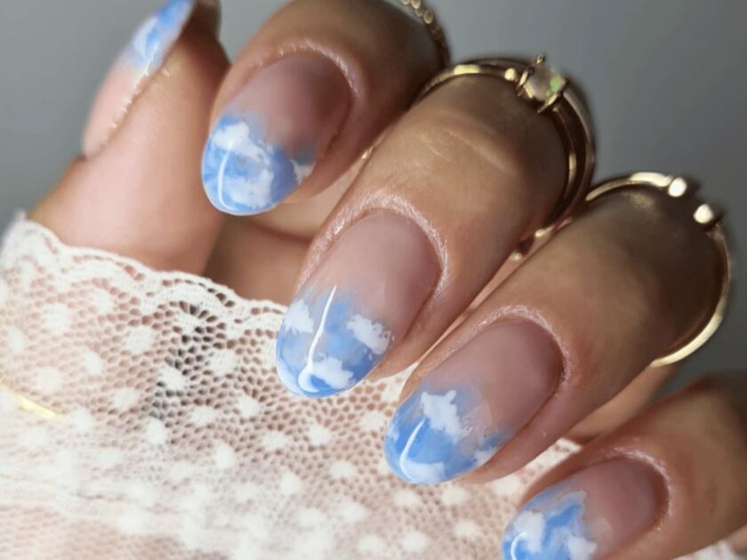 Wonderful Blue Sky Nails in Almond Shape