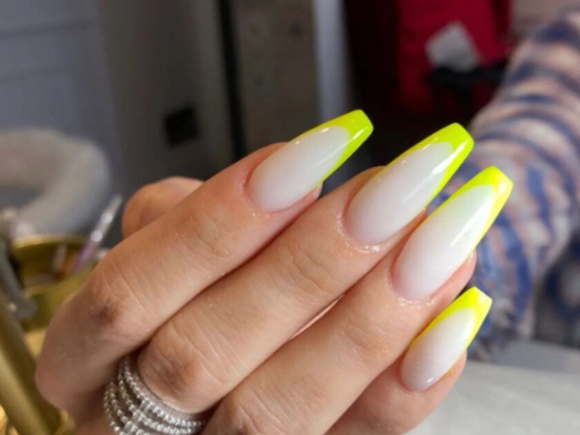 Yellow Neon French Mani Nails