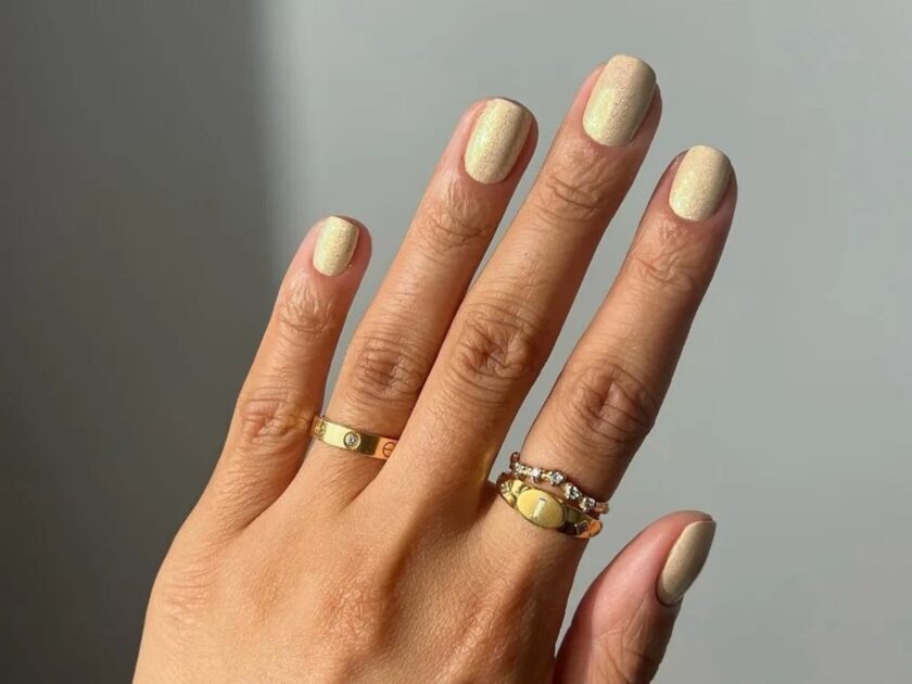 Yellow Shimmer Nails Art