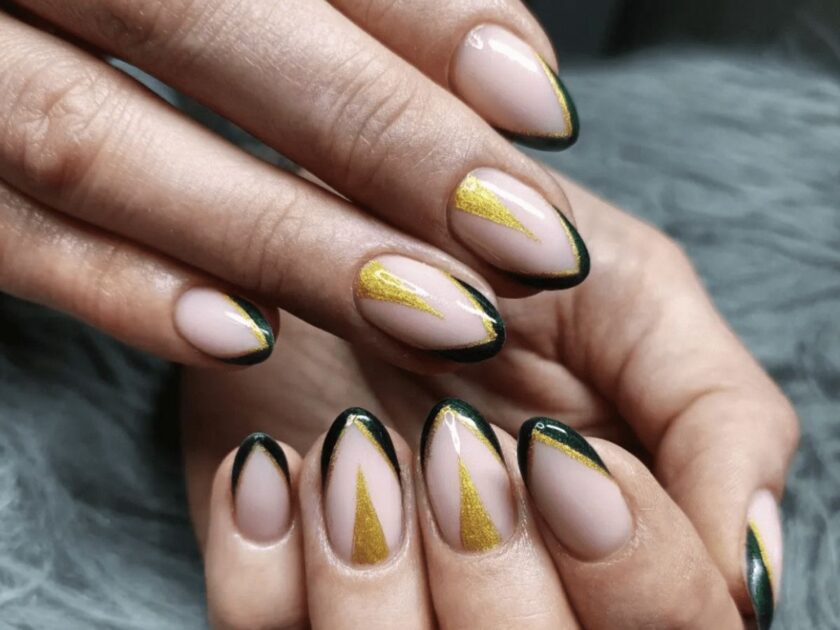 Yellow and Green French Nails