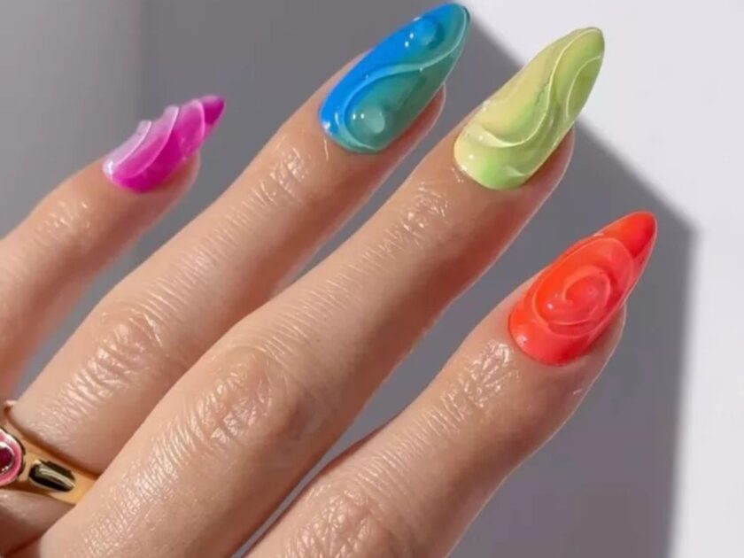 3D Ombre Skittle Nails