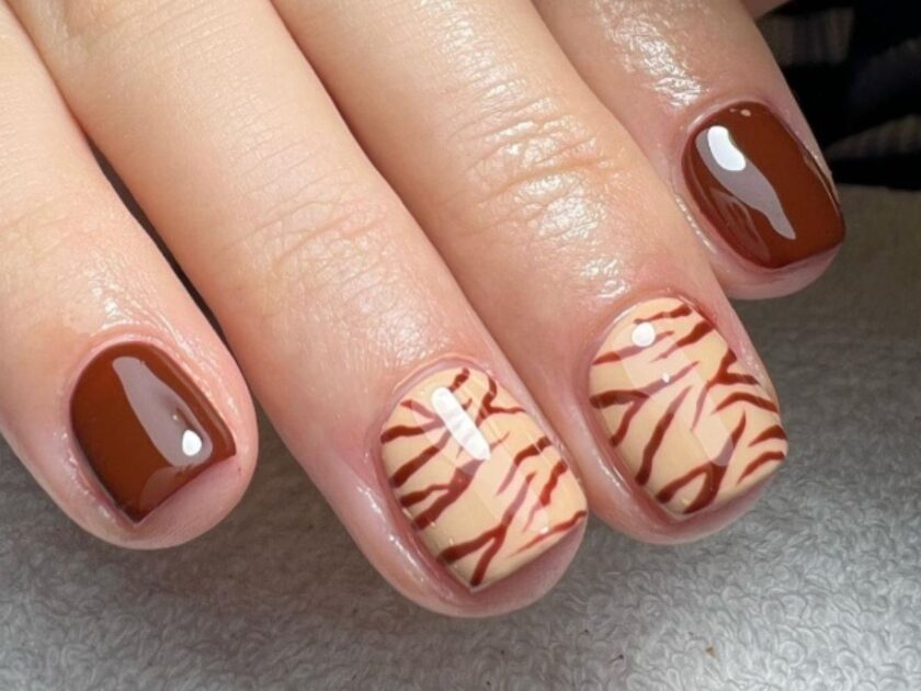 Brown Zebra Print Nail design