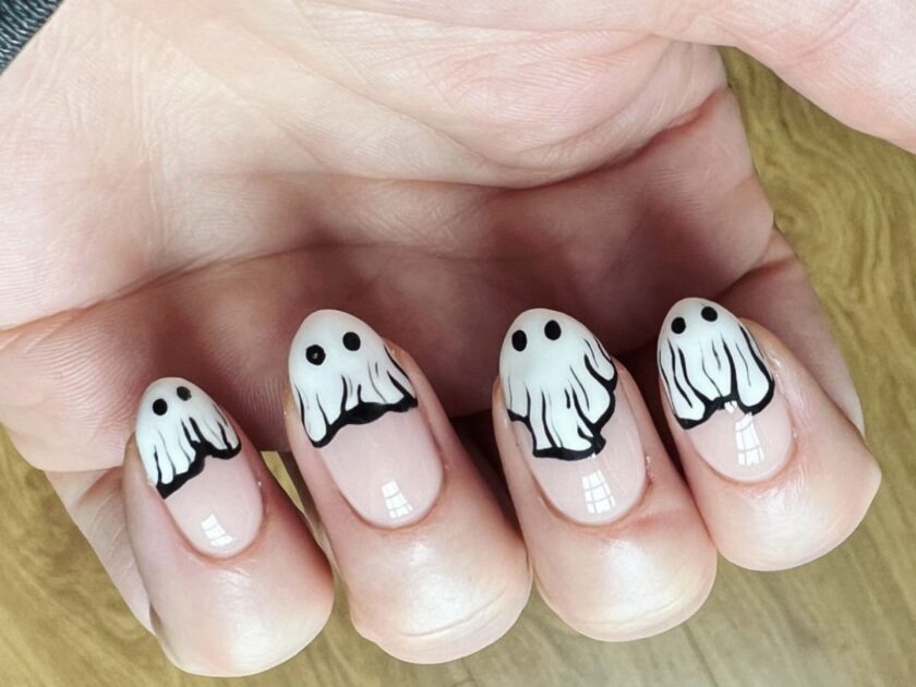 Classic French Tip with Best Ghost Outline for Nail Design