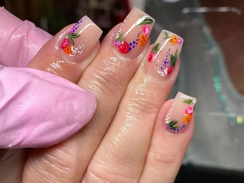 Dainty Floral Rainforest Nails