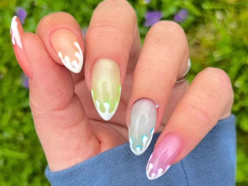 Different Base & White tip Spring Dip Nail Designs