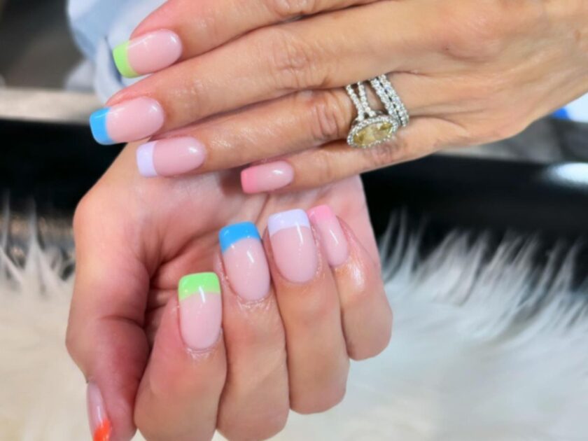 Easter Color Dip French Nails