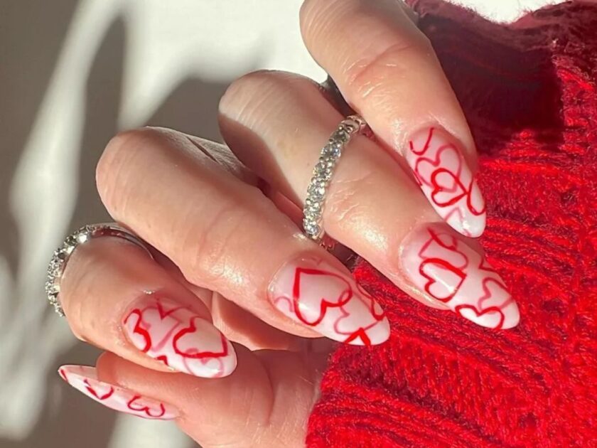 Miniature Hearts Nails Art