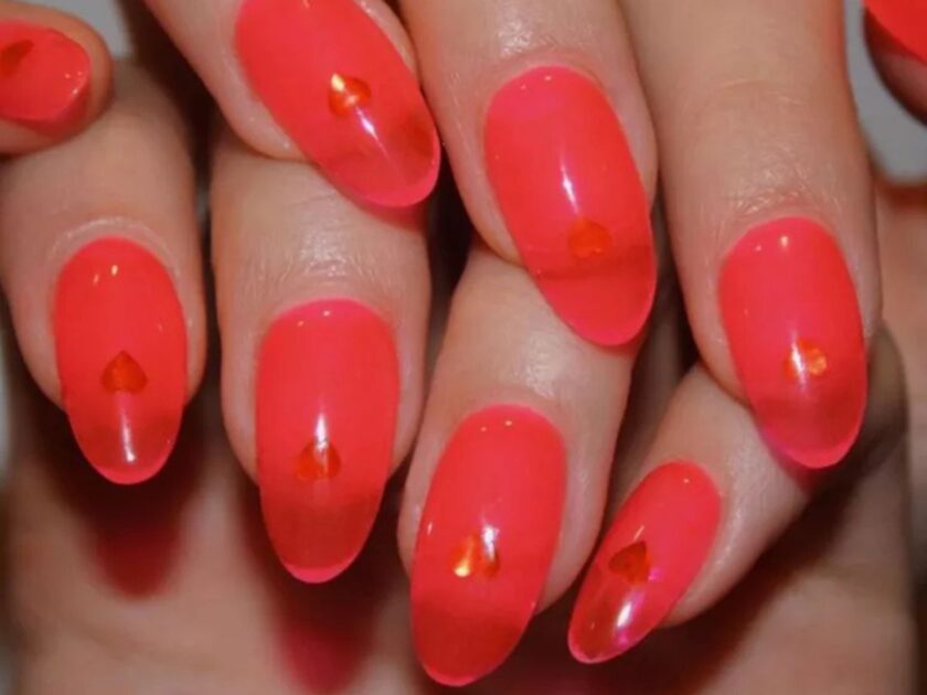 Neon Jelly Hearts Nails