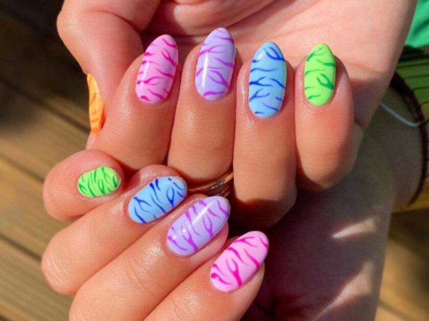 Neon Pop Jungle Glow Zebra Nail