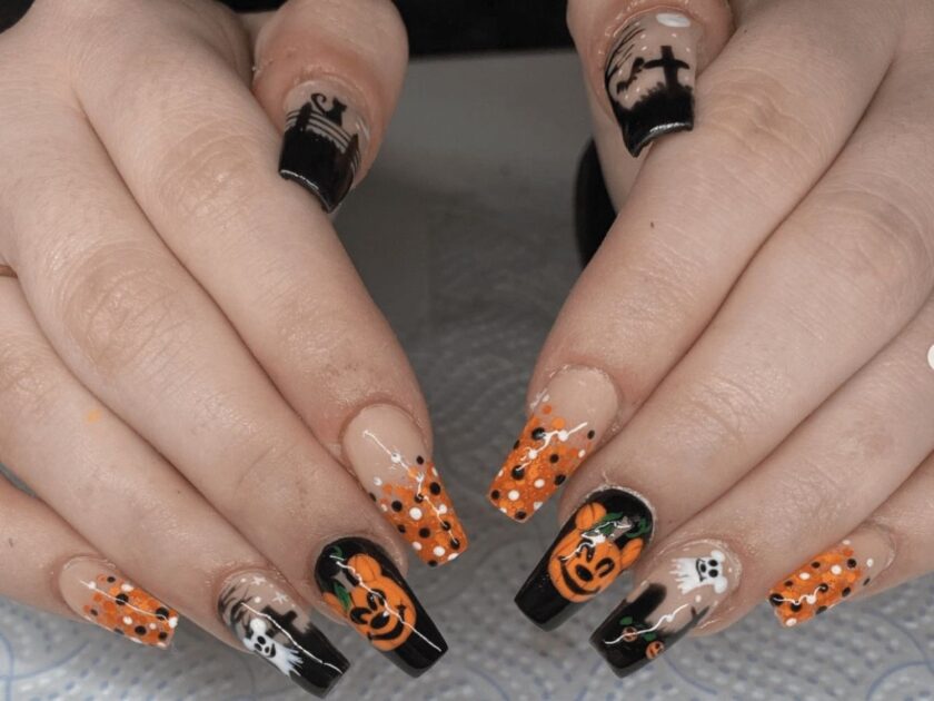 Polka Dot Halloween Nails