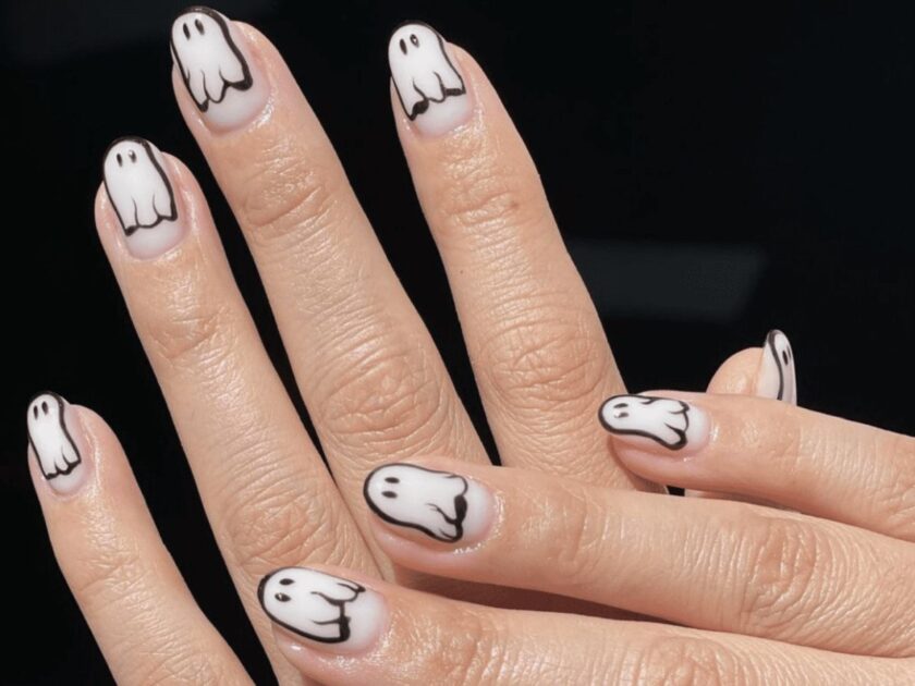 Pretty and Cute Ghosts Art Idea for Short Nails