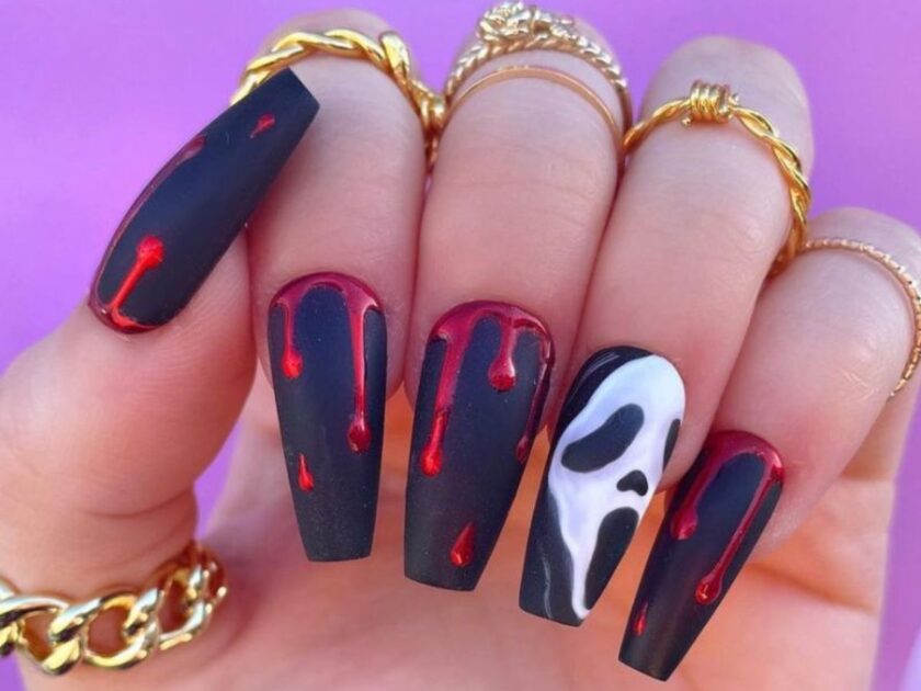 Scream movie nail art for Halloween
