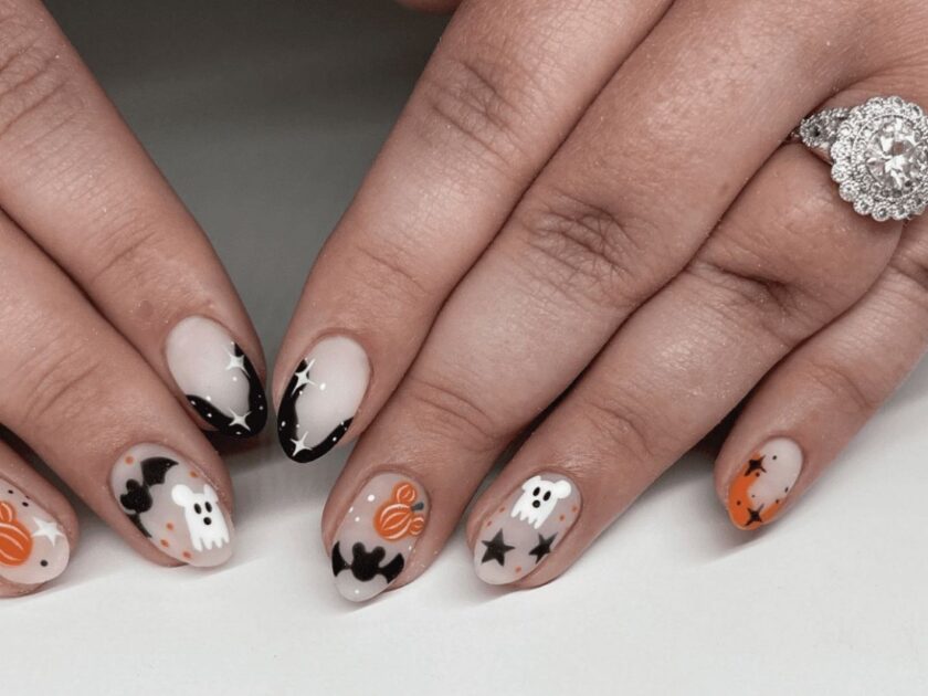 Short Almond Halloween Set Nails