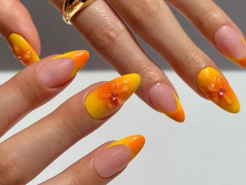 Sunny Orange Aura Nails