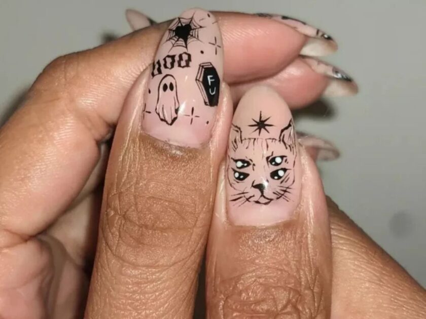Tattoo Ghosts Nails Design